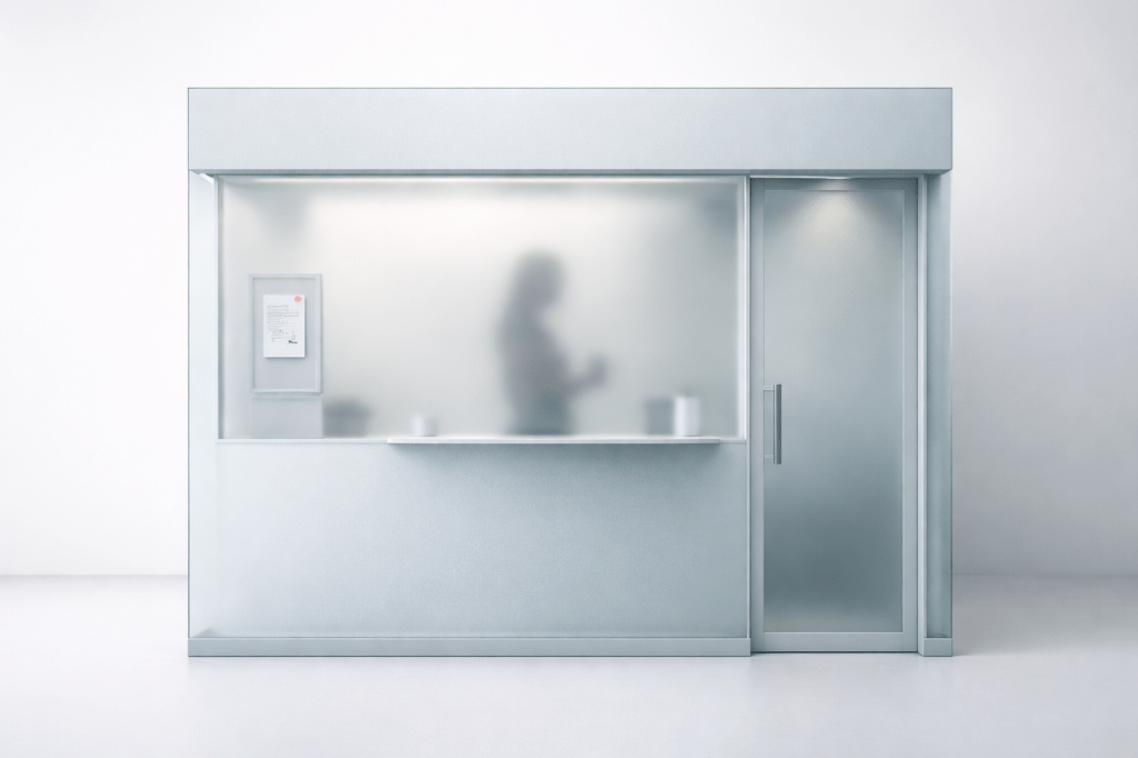 The Frosted Glass Kiosk.